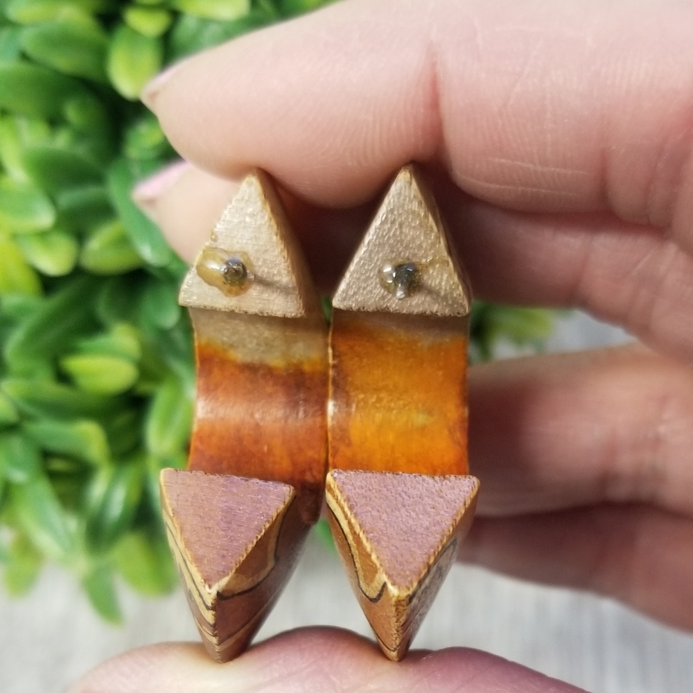 Vintage Wood Hoop Earrings - Picture 5 of 6